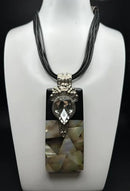 Handmade Blacklip Shell and Black Resin Necklace-126N2