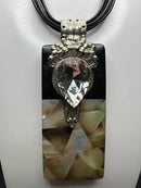 Handmade Blacklip Shell and Black Resin Necklace-126N2