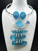 Jeff Lieb Aqua Crystal Necklace-21073