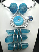 Jeff Lieb Aqua Crystal Necklace-21073
