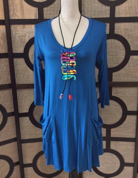 Comfy USA V Neck Pocket Tunic-M595