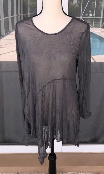 Comfy Sheer Mesh Grey Top-ES652P