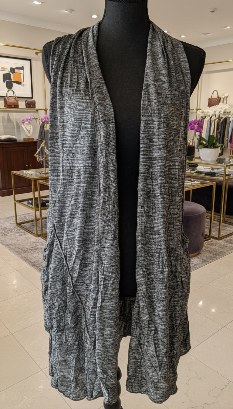 Comfy USA Crinkled Open Front Pinstripe Jacket-C1126