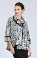 IC Collection Mixed Stripe Cowl Neck Jacket-IC-2148J