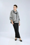 IC Collection Mixed Stripe Cowl Neck Jacket-IC-2148J