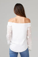 Joseph Ribkoff Blanc Fleur Off The Shoulder Tunic-JR-202163