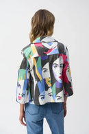 Joseph Ribkoff Faux Suede Face Print Trapeze Jacket-JR-251909