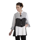 IC Collection Black and White Striped Jacket-IC-3040J