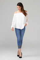 Joseph Ribkoff Blanc Fleur Off The Shoulder Tunic-JR-202163