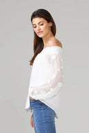Joseph Ribkoff Blanc Fleur Off The Shoulder Tunic-JR-202163