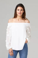 Joseph Ribkoff Blanc Fleur Off The Shoulder Tunic-JR-202163