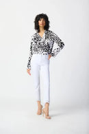 Joseph Ribkoff Animal Print Satin Top with Cowl Neckline-JR-241303