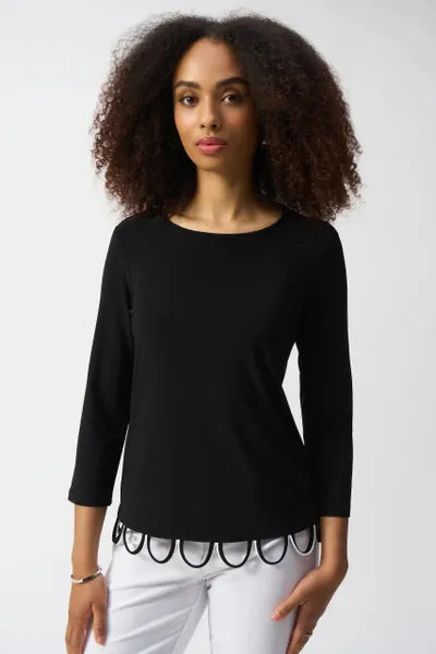 Joseph Ribkoff Silky Knit Loop Detail Fitted Top Style 251133 | Unique Apparel USA
