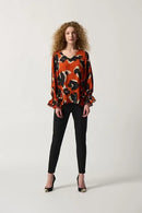Joseph Ribkoff V-Neck Puff Sleeve Top-233201