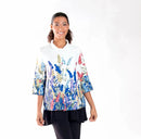 IC Collection Designer Pleated Floral Print Jacket-IC-3152J