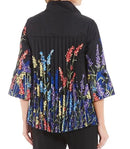 IC Collection Designer Pleated Floral Print Jacket-IC-3152J