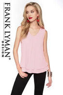 Frank Lyman Tank Style V Neck Top With Bottom Ruffle Detail-61175
