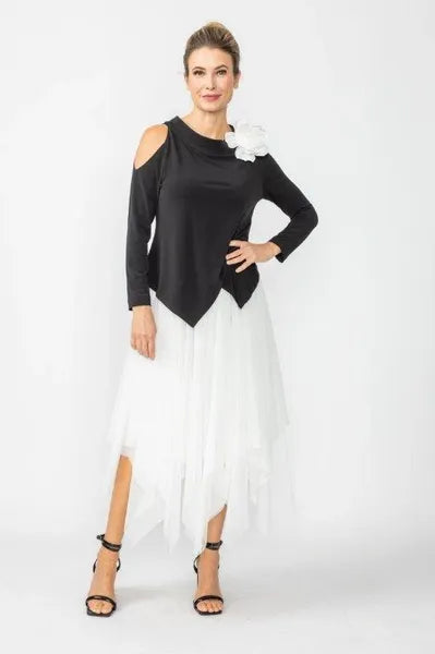 White Cold One Shoulder and Asymmetrical Layered Dress White / X-Large White Cold One Shoulder and Asymmetrical Layered Dress White / X-Large
