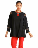 IC Collection Layered Sleeve with Mesh Tunic-IC-8443T