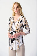 Joseph Ribkoff Patchwork Print Silky Knit Boxy Tunic-241310