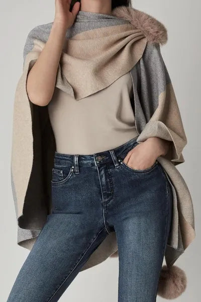 Joseph Ribkoff Faux Fur Cape Sweater Style-JR-213944