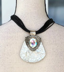 Handcrafted Aquamarine Resin Necklace-1996N