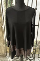 IC Collection Sheer Sleeve Asymmetrical Tunic-IC-1515T