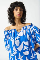 Joseph Ribkoff Georgette Abstract Print Off-the-Shoulder Top-242028