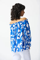Joseph Ribkoff Georgette Abstract Print Off-the-Shoulder Top-242028