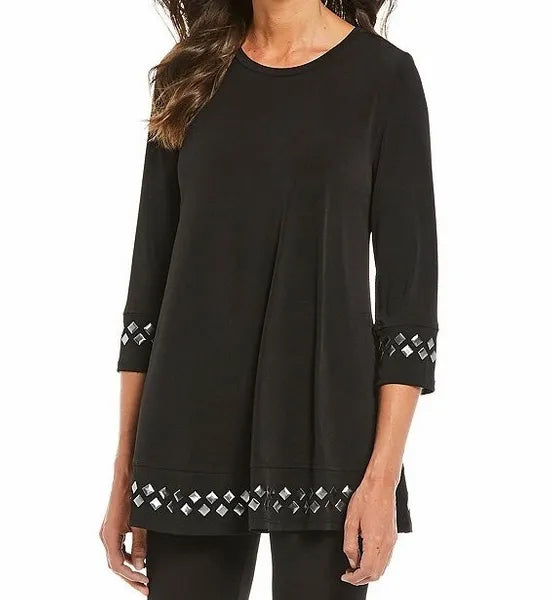 IC Collection Silver Tile Embellished Top 1759T | Unique Apparel USA