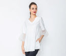IC Collection V-Neck & Mesh Fashion Sleeve Tunic-IC-4353T