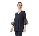IC Collection V-Neck & Mesh Fashion Sleeve Tunic-IC-4353T