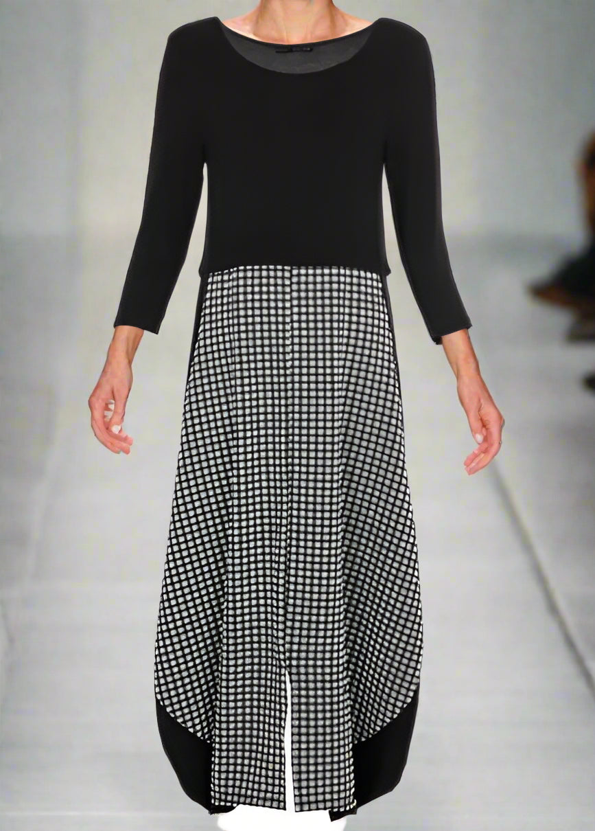 Kozan Black & White Check Jessica Dress-SP-1913-BWCHCK