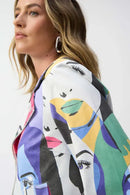 Joseph Ribkoff Faux Suede Face Print Trapeze Jacket-JR-251909