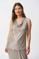 Joseph Ribkoff Foiled Melange Knit Sleeveless Top-JR-251081