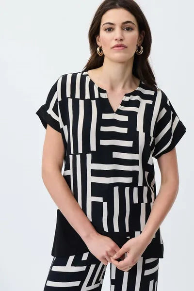 Joseph Ribkoff Geometric Print Silky Knit Top | Unique Apparel USA
