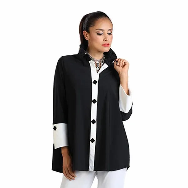 IC Collection Two Tone Adjustable Collar Button Front Top-IC-1268B