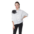 IC Collection White & Black Flower Top-IC-4303B