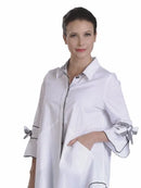 IC Collection Gingham Trimmed Button Down Blouse-IC-3406B