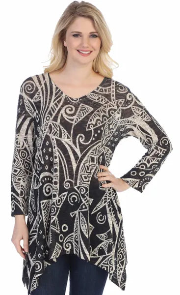 Jess & Jane Mystery Mixed Print Tunic-SS5-1199