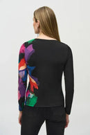 Joseph Ribkoff Silky Knit Abstract Placement Print Top-JR-244073