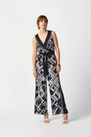 Joseph Ribkoff Black/Multi Geometric Print Wide-Leg Pants-241072