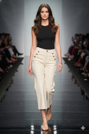 Frank Lyman High Waisted Pants with Decorative Button Detailing-256779U