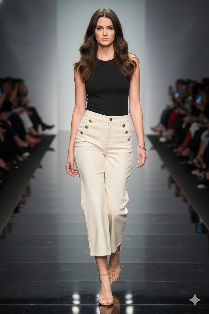 Frank Lyman High Waisted Pants with Decorative Button Detailing-256779U