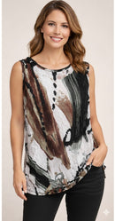 By JJ Abtrast Print CrinkleD Tank-IT-201CP