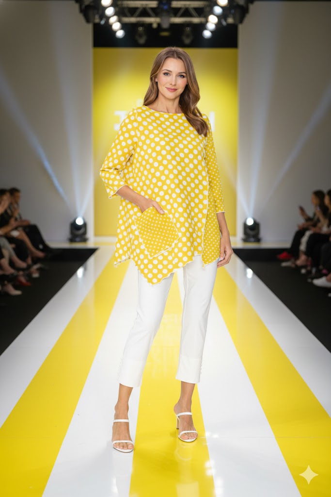 IC Collection Dot Print Asymmetrical Top-C1062T