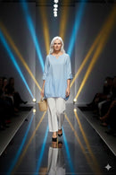 IC Collection Key Hole Linen Tunic-IC-1422T