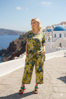 Alembika Sun Soaked Trapeze Top, Gold/Ocean Dots-ST833O