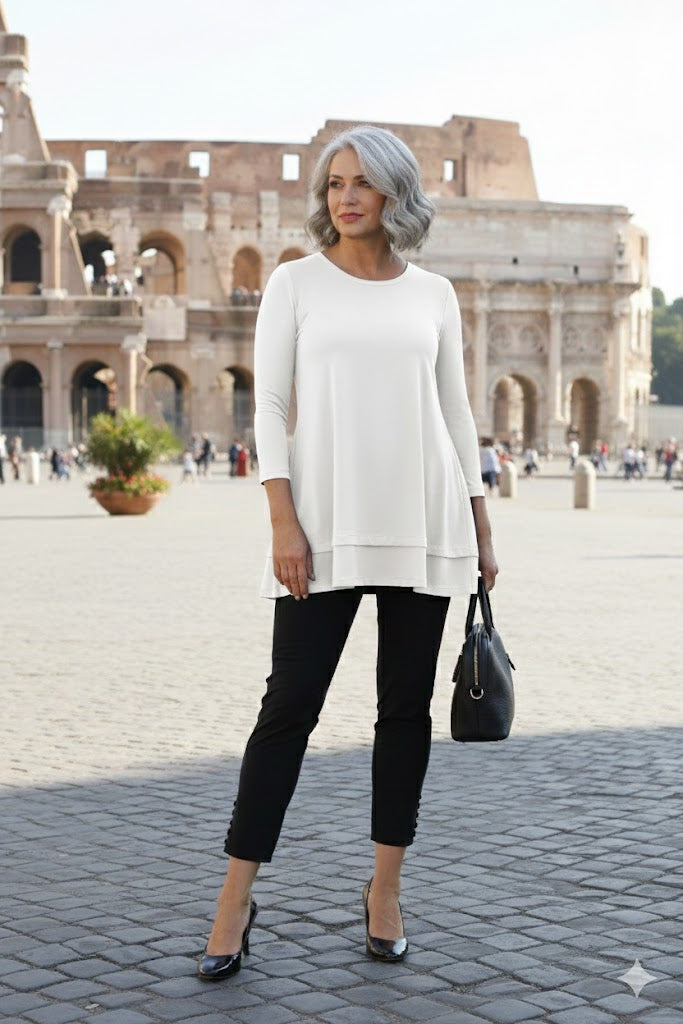 IC Collection Solid Round Neck Tunic-IC-1484T