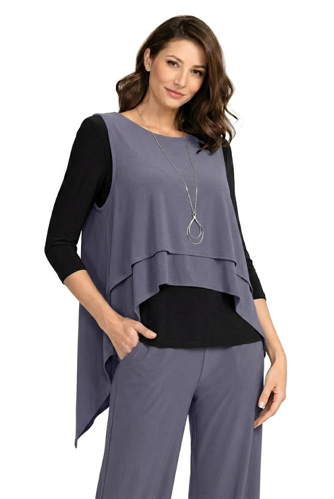 By JJ High-Low Split Front Vest-IT-158